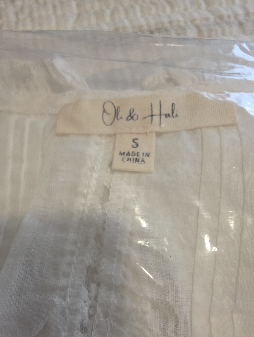 NWT Oli & Hali Ivory Lace-Trim V-Neck Peasant Blouse - Picture 7 of 7